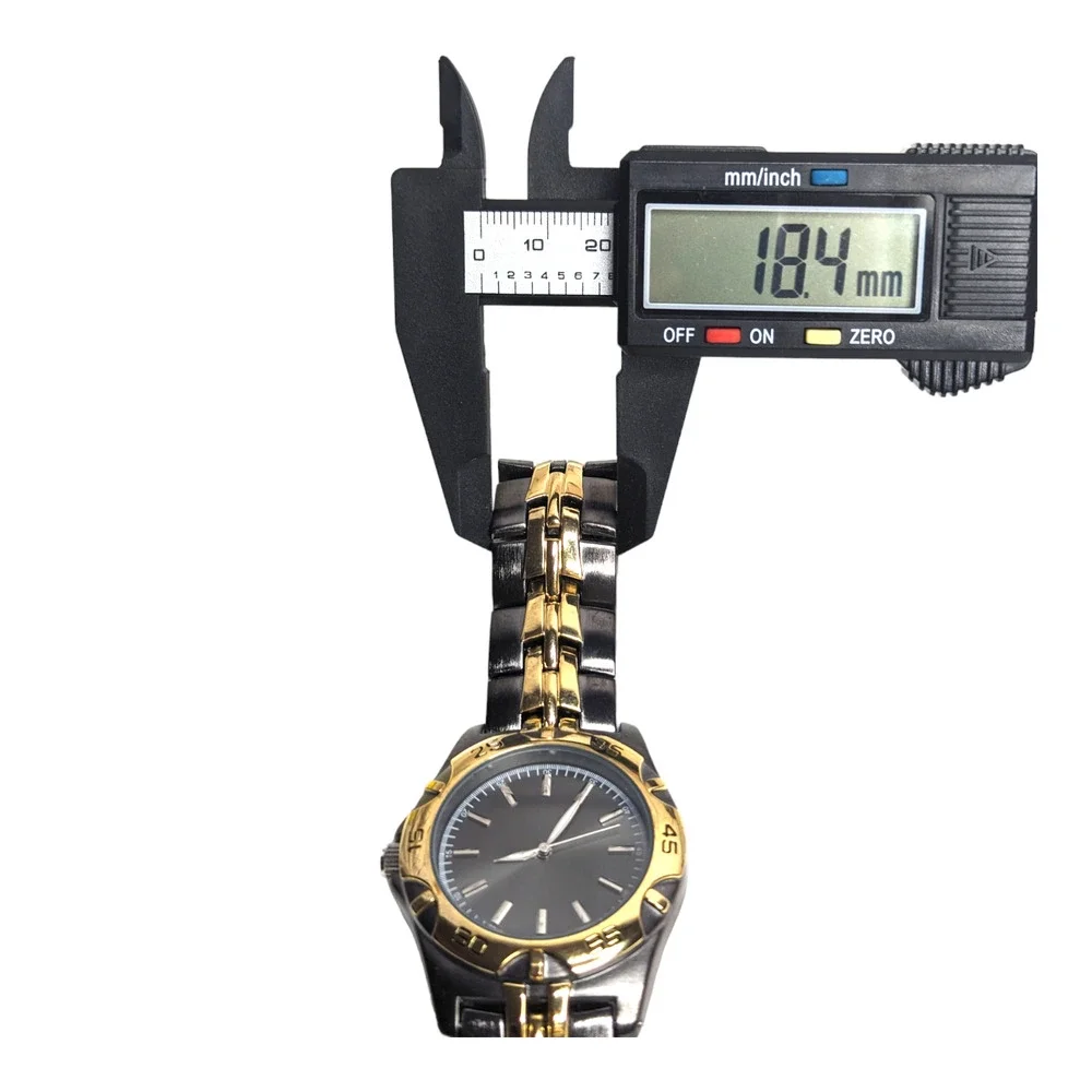 Two Tone Gray Face Silver Dial Men's Quartz Movement‎ Stainless Steel Wristwatch